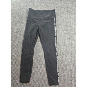 Victoria's Secret Pink Leggings Black Yoga Pants Size  Large Spell Out Pants EUC